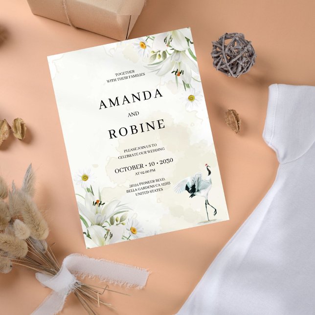 Elegant Floral Simple Wedding  Invitation (Creator Uploaded)