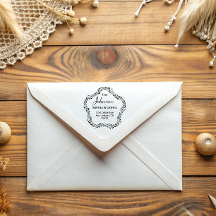 Elegant Floral Simple Wedding Return Address  Rubber Stamp