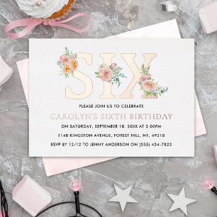 Elegant Floral SIX 6th Birthday Real