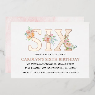 Elegant Floral SIX 6th Birthday Real