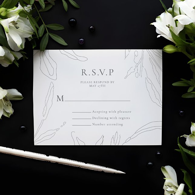 Elegant Floral Sketch Wedding Response Card (Creator Uploaded)