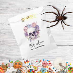 Elegant Floral & Skull Gothic Halloween Treats Favour Bags