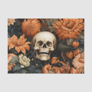 Elegant Floral Skull Halloween Tissue Paper
