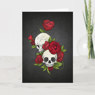 Elegant Floral Skulls Dia de los Muertos Card