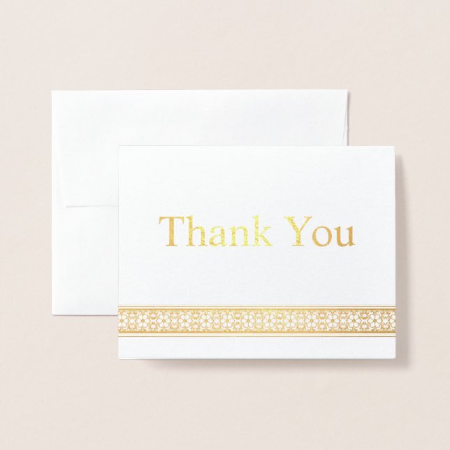 Elegant Floral Snowflake Border Thank You Foil Card (Front With Envelope)