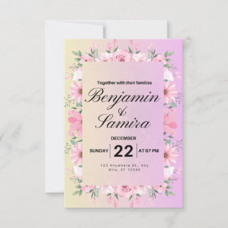 Elegant Floral soft pink pastel Wedding Invitation