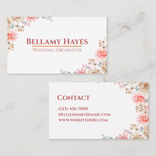 Elegant Floral Soft Watercolor Peach Beige Modern Business Card