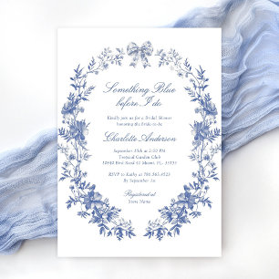 Elegant Floral Something Blue Bridal Shower  Invitation