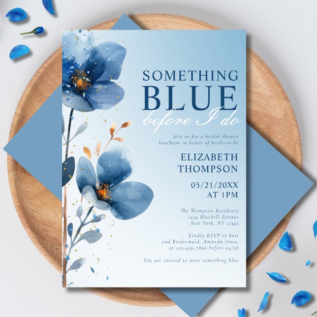 Elegant Floral Something Blue Bridal Shower  Invitation (Creator Uploaded)