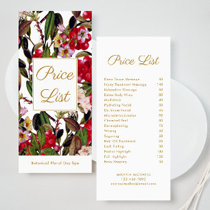 Elegant Floral Spa and Salon Price List Rack Card
