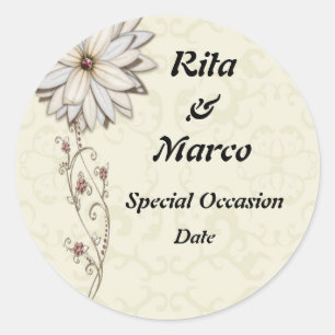 Elegant Floral Special Occasion Design Classic Round Sticker