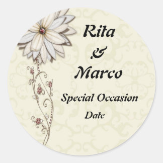 Elegant Floral Special Occasion Design Classic Round Sticker