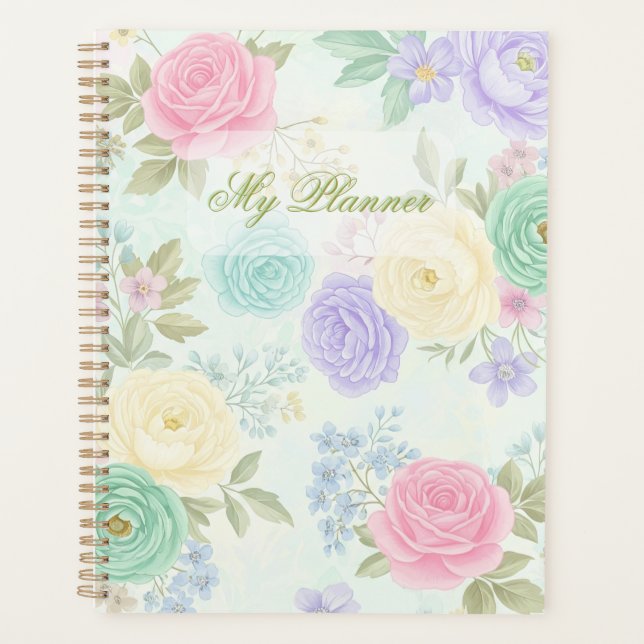 Elegant Floral Spiral Bound Planner (Front)