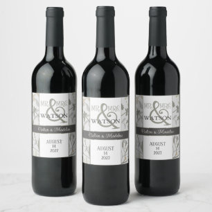 Elegant Floral Sprigs Inspirivity Modern Custom Wine Label