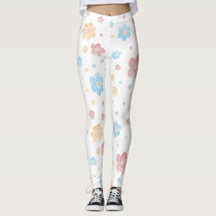 Elegant Floral Spring Watercolor Flowers Women Leg Leggings