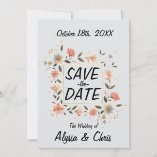 Elegant Floral Square Save The Date
