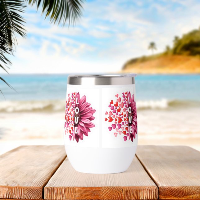 Elegant Floral Stemless Wine Tumbler (Beach)