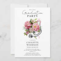 Elegant Floral Stethoscope Nurse Graduation 
