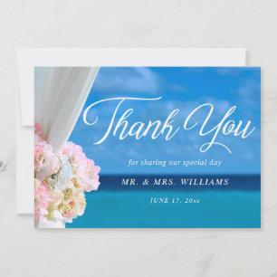 Elegant Floral Summer Beach Wedding Thank You Card