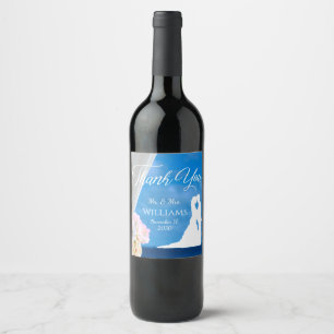 Elegant Floral Summer Beach Wedding Thank You Wine Label