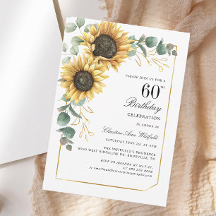 Elegant Floral Sunflower 60th Birthday Party Invitation
