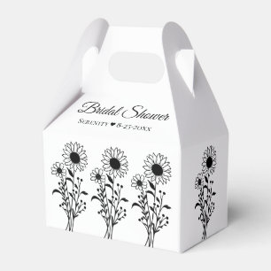 Elegant Floral Sunflower Black White Bridal Shower Favour Box