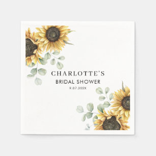 Elegant Floral Sunflower Bridal Shower Paper Napkin