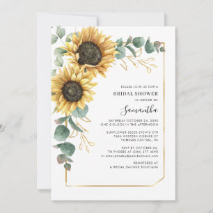 Elegant Floral Sunflower Eucalyptus Bridal Shower Invitation