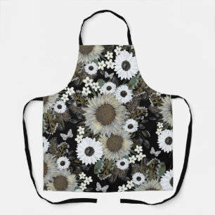 Elegant Floral Sunflower Pattern Apron