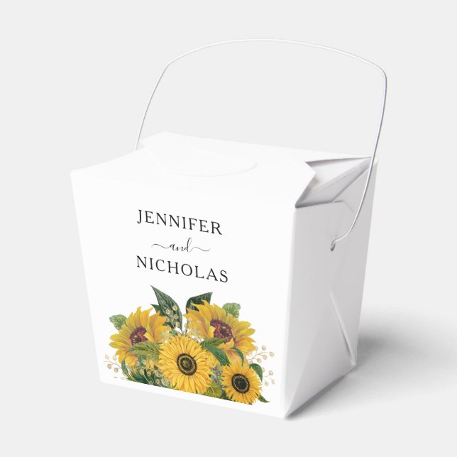 Elegant Floral Sunflower Wedding Favour Box (Front Side)