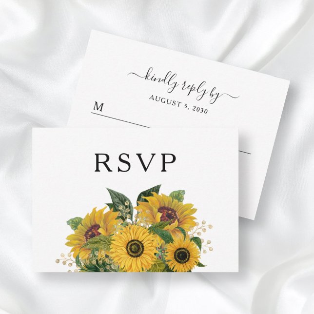 Elegant Floral Sunflower Wedding RSVP Card (Creator Uploaded)