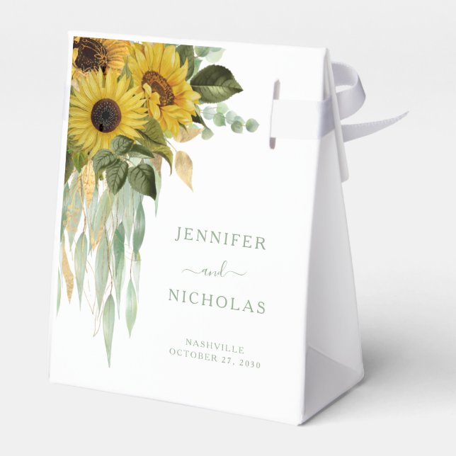 Elegant Floral Sunflowers Wedding Favour Box (Back Side)