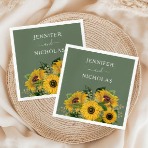 Elegant Floral Sunflowers Wedding Napkin