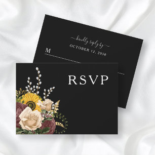  Elegant Floral Sunflowers Wedding RSVP Card