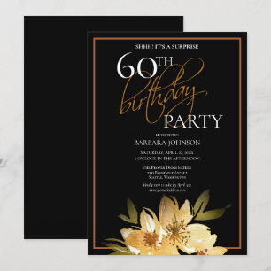 Elegant Floral Surprise 60th Birthday Invitation