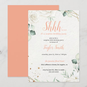 Elegant Floral Surprise Party Invite