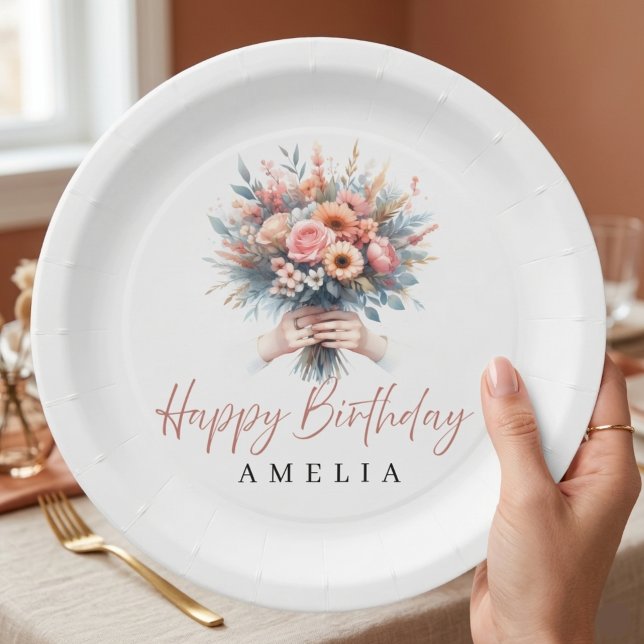Elegant Floral Sweet 16 Custom Party Plate (Creator Uploaded)