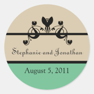 Elegant Floral Swirls Wedding Stickers