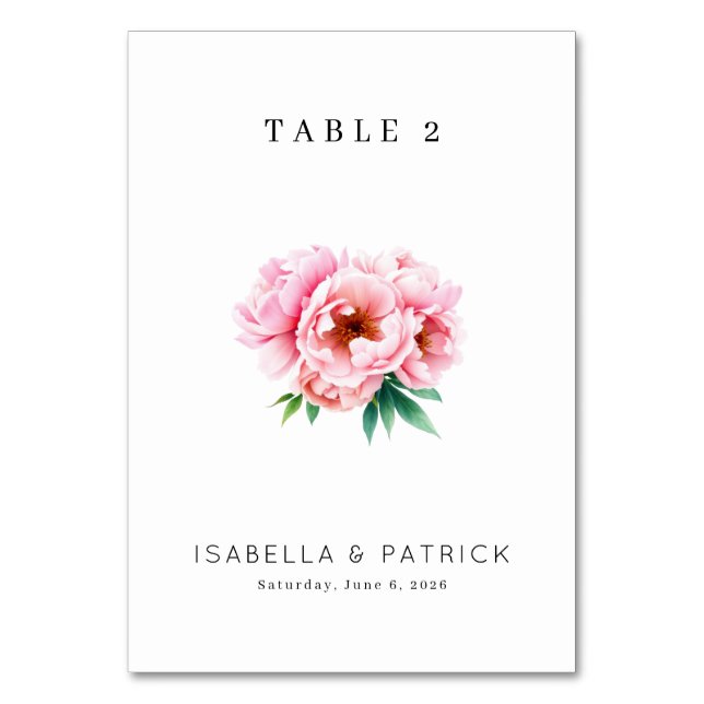 Elegant Floral Table Number (Front)