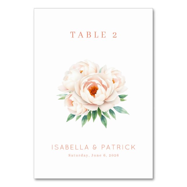 Elegant Floral Table Number (Front)