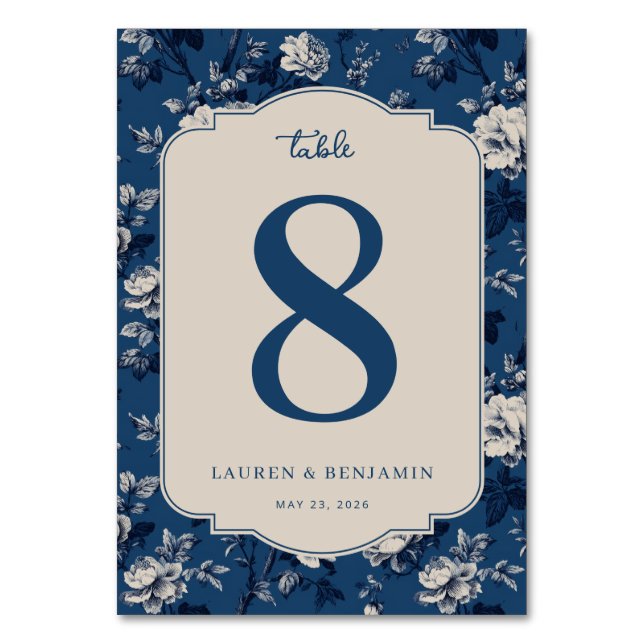 Elegant Floral Table Number 8 (Front)