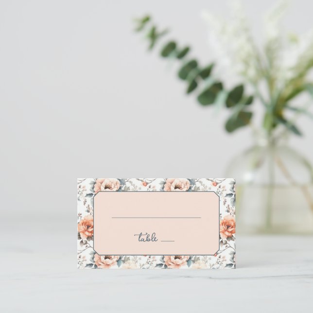 Elegant Floral Table Number Card (Standing Front)