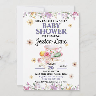 Elegant Floral Tea Baby Shower Invitation