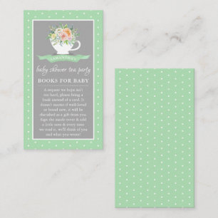 Elegant Floral Teacup Baby Shower Tea Party Book Enclosure Card