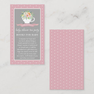 Elegant Floral Teacup Baby Shower Tea Party Book Enclosure Card