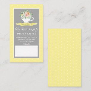 Elegant Floral Teacup Baby Shower Tea Party Diaper Enclosure Card