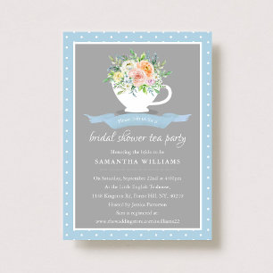 Elegant Floral Teacup Bridal Shower Tea Party Invitation