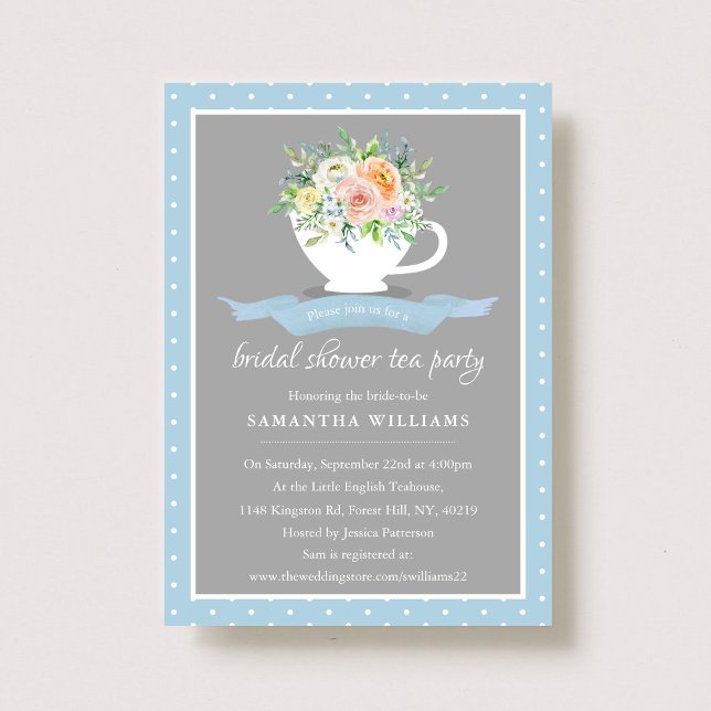 Elegant Floral Teacup Bridal Shower Tea Party Invitation (Creator Uploaded)