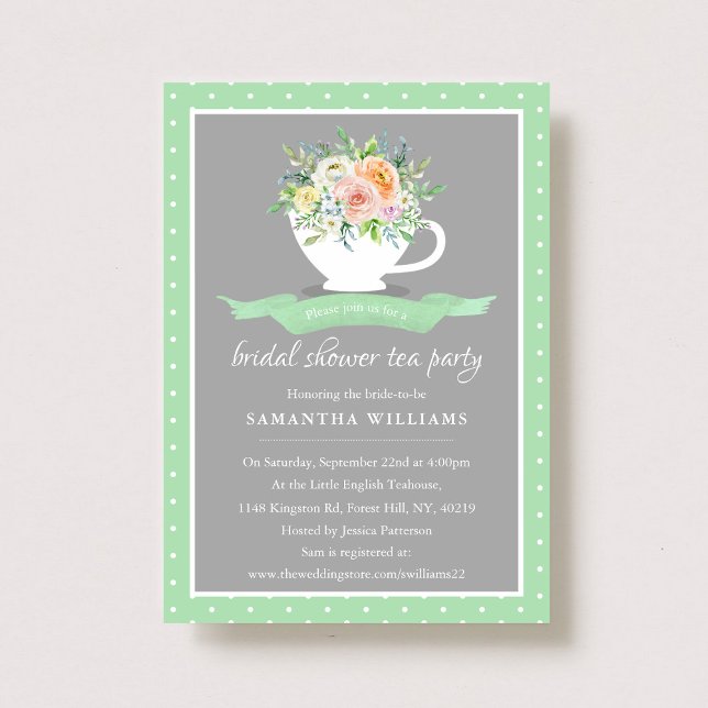Elegant Floral Teacup Bridal Shower Tea Party Invitation (Creator Uploaded)