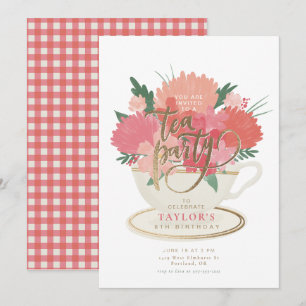 Elegant Floral Teacup Tea Party Invitation